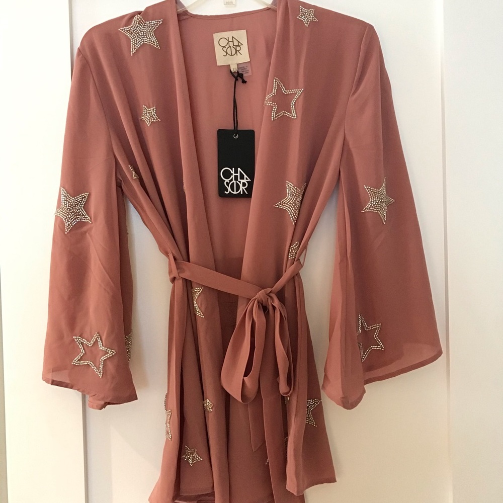 Chaser Beaded Star Wrap Top Sz XS